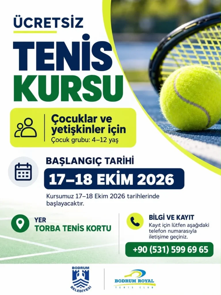 Bodrum’da Ücretsiz Tenis Kursu Başlıyor